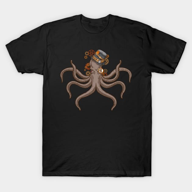 Steampunk Octopus Gift Men Victorian Age Steampunk T-Shirt by PomegranatePower